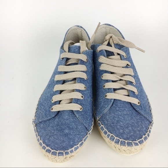 Anthropologie Maypol Womens Denim Espadrille Lace Up Sneakers Shoes Size 6.5 37 - Picture 3 of 14